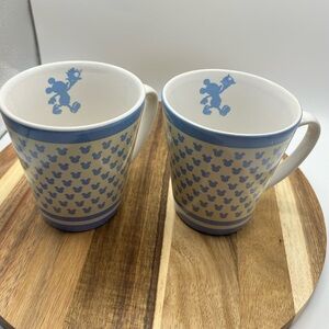 Disney Mickey Mouse (2) Blue & Yellow Mickey Silhouette Coffee/Tea Mug  Set of 2